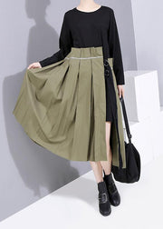Style patchwork cotton o neck dresses pattern black Dress - SooLinen