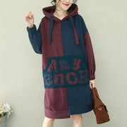 Style patchwork cotton tops women Plus Size Sleeve blue burgundy daily tops