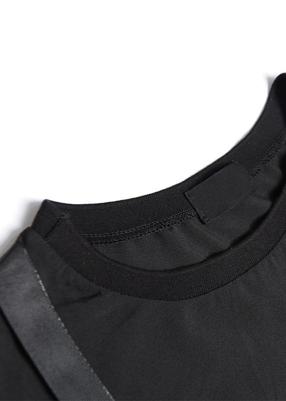 Style patchwork tassel Cotton clothes black Dresses summer - SooLinen