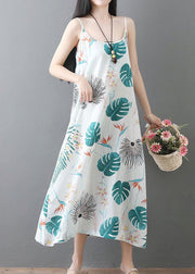 Style sleeveless tunic dress Runway white prints Dresses summer - SooLinen