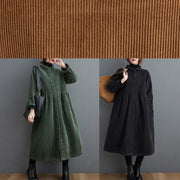 Style thick Cinched Fine trench coat black oversized coats - SooLinen