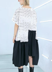 Style white Cotton dresses patchwork A Line summer Dress - SooLinen