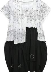 Style white Cotton dresses patchwork A Line summer Dress - SooLinen