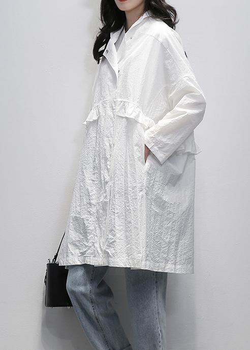 Style white Fine Long coats Photography Notched Ruffles coat - SooLinen