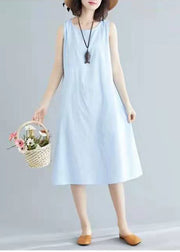 Style navy sleeveless cotton clothes wild A-Line Summer Dresses