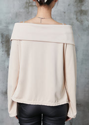 Stylish Apricot Cold Shoulder Zippered Cotton Top Spring