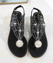 Stylish Apricot Zircon Splicing Hollow Out Chunky Sandals