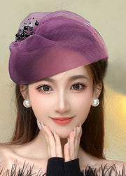 Stylish Beautiful Purple Breathable Tulle Half Hat