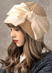 Stylish Beige Bow Patchwork Knit Bonnie Hat