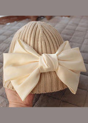 Stylish Beige Bow Patchwork Knit Bonnie Hat