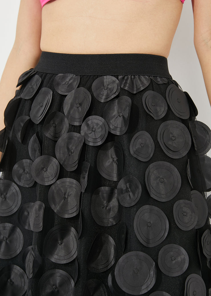 Stylish Black Asymmetrical Exra Large Hem Tulle A Line Skirts Summer