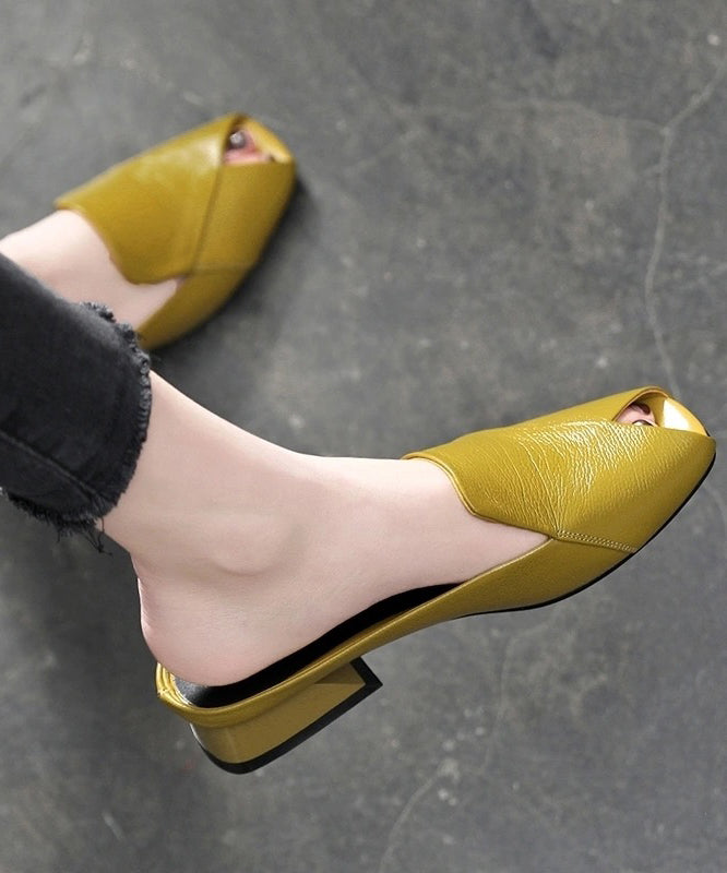 Stylish Black Faux Leather Splicing Slide Sandals Peep Toe