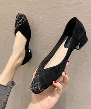 Stylish Black Flat Shoes For Women Splicing Flat Feet Shoes