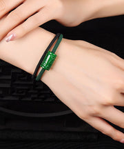 Stylish Black Green Agate Dry Green Charm Bracelet