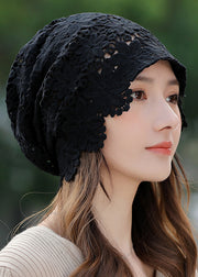 Stylish Black Lace Hollow Out Floral Bonnie Hat