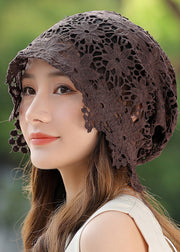 Stylish Black Lace Hollow Out Floral Bonnie Hat