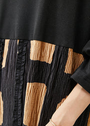 Stylish Black Oversized Patchwork Cotton Holiday Dress Spring