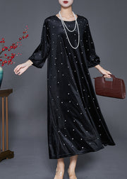 Stylish Black Oversized Zircon Silk Velour Dress Bracelet Sleeve