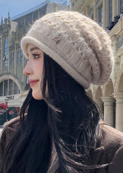 Stylish Black Rabbit hair Knitted Cotton Bonnie Hat