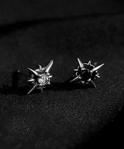 Stylish Black Silver Zircon Polaris Stud Earrings