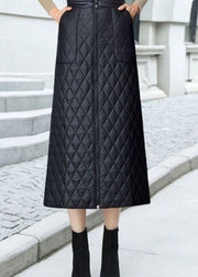 Stylish Black Zip Up Pockets Fine Cotton Filled Skirts Winter
