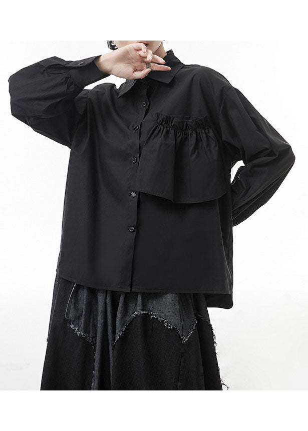 Stilvolles schwarzes niedriges hohes Design Patchwork-Hemden Frühling