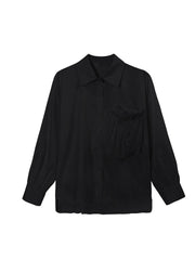 Stylish Black low high design Patchwork Shirts Spring