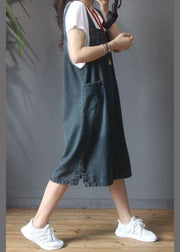 Stylish Blue Pocket scarpenter Denim Summer Dresses - SooLinen