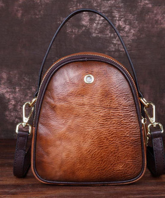Stylish Brown Print Paitings Calf Leather Backpack Bag