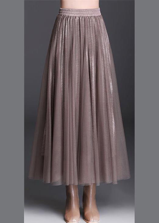 Stylish Chocolate Draping Tulle A Line Skirts Spring