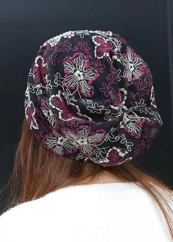 Stylish Coffee Floral Embroidery Zircon Bonnie Hat