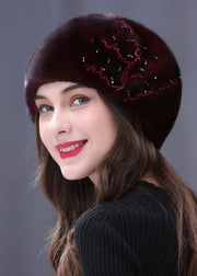 Stylish Coffee Mink Hair Knitted Bonnie Hat