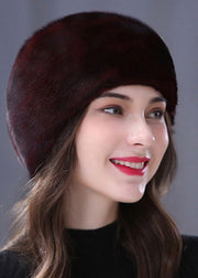 Stylish Coffee Mink Hair Knitted Bonnie Hat