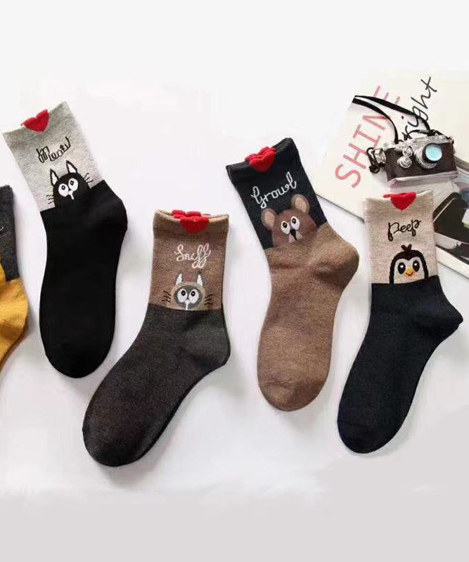 Stylish Cute Animal Print Cotton Mid Calf Socks