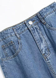 Stilvoller Jeansblauer asymmetrischer Patchwork-Druck Knopftaschen Maxirock Sommer