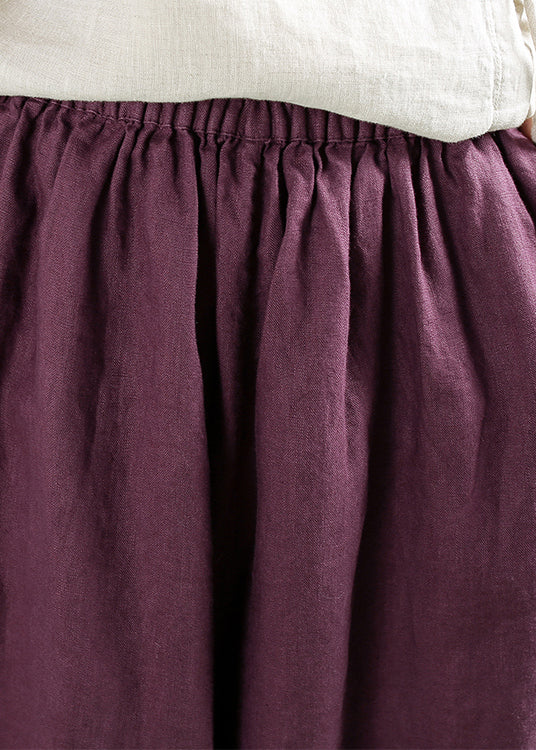 Stylish Dull Purple Oversized Linen Wide Leg Pants Spring