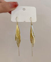 Stylish Gold Alloy Hollow Out Tassel Drop Earrings