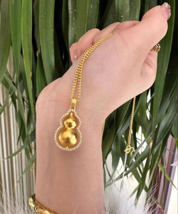 Stylish Gold Copper Overgild Gourd Pendant Necklace
