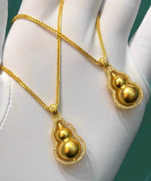 Stylish Gold Copper Overgild Gourd Pendant Necklace