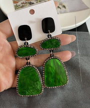 Stylish Green Acrylic Geometric Asymmetric Design Drop Earrings