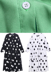 Stylish Green Dot Button Long sleeve Dress Spring - SooLinen