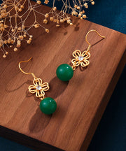 Stylish Green Hollow Out Jade Drop Earrings