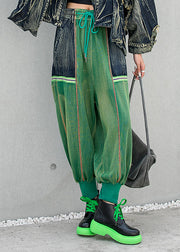 Stilvolle grüne Taschen Patchwork Kordelzug Haremshose Frühling