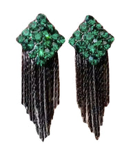 Stylish Green Stering Silver Overgild Diamond Zircon Tassel Drop Earrings