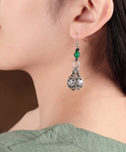 Stylish Green Sterling Silver Green Agate Drop Earrings