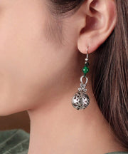 Stylish Green Sterling Silver Green Agate Drop Earrings