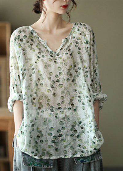 stylish green v neck print fall tops long sleeve regular price $ 79 ...