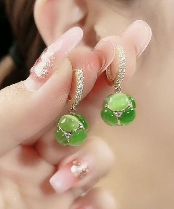 Stylish Green Zircon Opal Hoop Earrings
