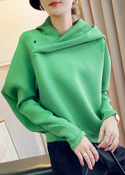 Stylish Green asymmetrical design Hooded Sweatshirts Tracksuits Spring