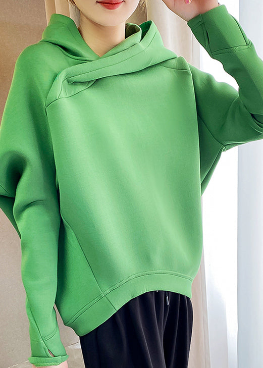 Stilvolles grünes asymmetrisches Design Kapuzen-Sweatshirts Trainingsanzüge Frühling